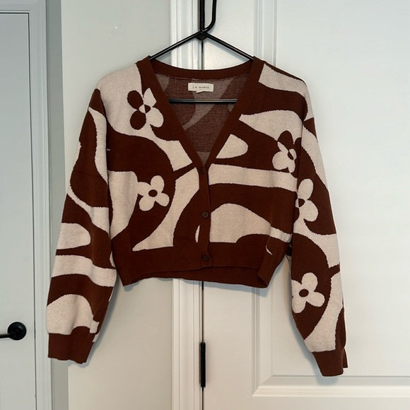 LA Hearts Cropped Retro Daisy Swirl Sweater Super Soft Size M - Picture 1 of 4
